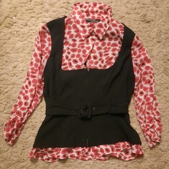 Red and Black Lifestyle Additude Blouse - Picture 1 of 6